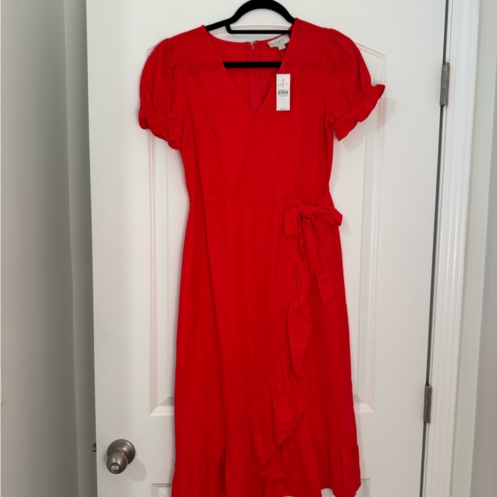 Loft Red Wrap Dress NWT